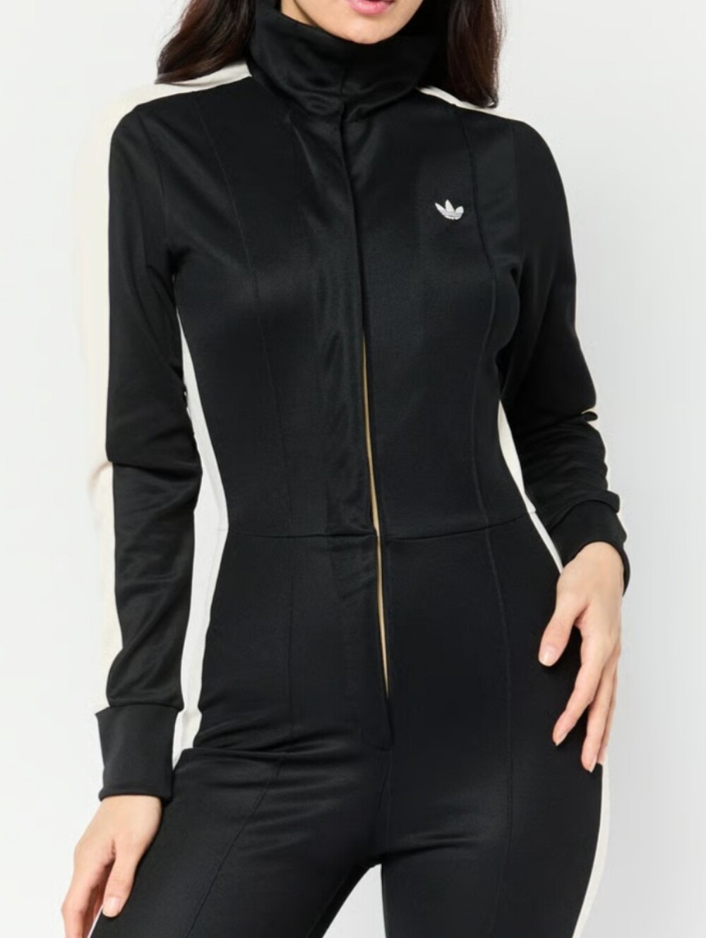 adidas Black Ski  Jumpsuit with White Side Panels